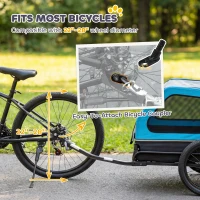 PawHut Dog Bike Trailer with Flip-Down Ramp Tailgate, Quick Release Frame, Universal Bicycle Coupler, Reflectors, Blue(m-6)