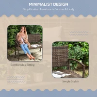 Outsunny All Weather Wicker Garden Loveseat, 2 Seater Poly Rattan Garden Bench, Outdoor Seating Bench Brown(m-4)