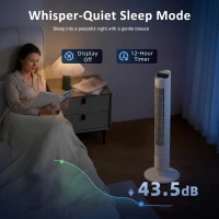 HOMCOM Tower Fan with WiFi App Control Standing Floor Cooling Fan Remote Control 101.8 cm White(m-7)