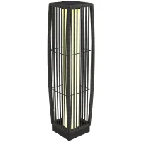 Outsunny Solar Rattan Floor Lamp, Outdoor Garden Lantern with Auto On/Off LED Lights, IP44 for Patio, Terrace, Dark Grey(m-1)