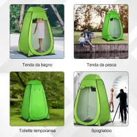 Outsunny Tenda Doccia da Campeggio per Esterni con Porta a Cerniera, Borsa, Portaoggetti e Gancio, 126x124x189cm, Verde(m-7)