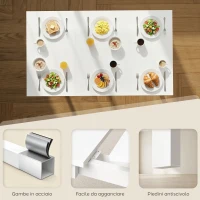 HOMCOM Tavolo da Pranzo Allungabile Rettangolare Salvaspazio, 80-120 cm, Bianco(m-7)