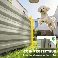 Outsunny Canteiro Quadrado Canteiro Elevado Aço Galvanizado Barras de Suporte e Placas de Canto Fundo Aberto 240x40x45 cm Cinza e Prata(m-4)