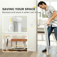 PawHut Portão de Proteção para Escadas Portão de Porta Retrátil 0-140 cm com Operação com 1 Mão para Animais de Estimação para Escadas e Portas Branco(m-4)