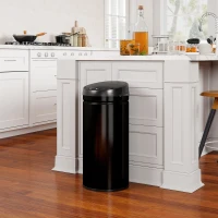 HOMCOM Poubelle cuisine automatique 42L acier inoxydable, poubelle à couvercle à fermeture en douceur, 30,5x30,5x68cm, noir(m-10)