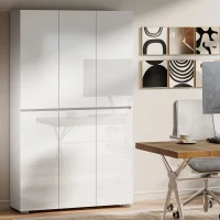 HOMCOM Aparador Alto de Cozinha Armário de Cozinha Alto Brilho 6 Portas com Fecho Suave Prateleiras Reguláveis Branco(m-5)