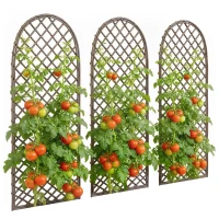 Outsunny Conjunto de 3 Treliças de Jardim em Vime Trançado Painel Arco para Plantas Trepadeiras 43x2x112 cm Efeito Madeira Natural(m-7)