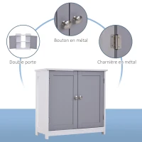 kleankin Meuble salle de bain sous lavabo - meuble sous-vasque - placard 2 portes avec étagère - dim. 60L x 30l x 60H cm - en bois gris blanc(m-7)