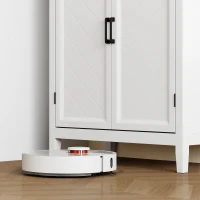 HOMCOM Buffet alto para cozinha 6 níveis, armário de cozinha, 4 portas em chevron e 4 prateleiras ajustáveis, 76x40x178,5 cm, branco(m-4)