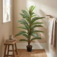 HOMCOM Palmeira Artificial 120 cm com 24 folhas em PEVA, Planta Decorativa com Vaso de Plástico, Verde(m-4)