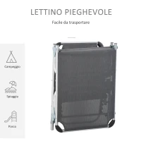 Outsunny Sdraio Pieghevole con Poggiatesta e Schienale Regolabile in Alluminio 60x165x76cm Grigio(m-5)