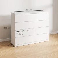 HOMCOM Cômoda 8 gavetas, móvel de arrumação sem puxadores, design minimalista 120 x 39 x 100 cm branco(m-3)