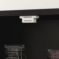 HOMCOM Buffet alto armário de cozinha 4 portas, sendo 2 portas de vidro e 1 gaveta, altura 160 cm com prateleiras em madeira, preto(m-5)