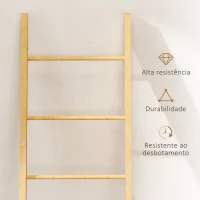 HOMCOM Estante para Casa de Banho de Bambu com 3 Barras e Cesto para Roupa Suja Removível de 48 L 43x35x133 cm Creme e Madeira(m-7)