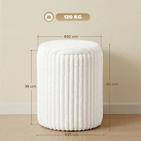 HOMCOM Pufe de arrumação com tampa reversível, Pufe moderno em veludo cotelê para sala de estar e quarto, Branco(m-3)