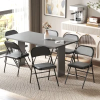 HOMCOM Conjunto de 2 Cadeiras Dobráveis, Cadeiras Portáteis de Escritório, Pernas em Aço, Cadeira Dobrável para Escritório, Recepção, Sala de Espera, Couro Sintético, Preto(m-4)