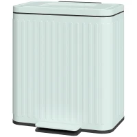 HOMCOM Lixeira de cozinha, 2 compartimentos de 20 L, separação eficiente de resíduos, pedal, plástico, metal, Verde(m-7)