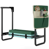 Outsunny almofada e assento para joelhos de jardim, capacidade de 150 kg, banquinho de jardim com área de joelho espessamente acolchoada, pernas de aço extensíveis(m-7)