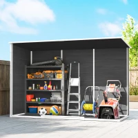 Outsunny Abrigo para ferramentas 3,2 m², Caseta de jardim com telhado inclinado, 303x123x197cm com janela Porta trancável Abertura de ventilação Piso(m-5)