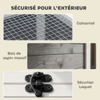 PawHut Maison Tortue Terrestre Habitat 2 Zones avec Double Toit Ouvrant Bitumé et Grillagé Fenêtre 113x106,5x44,5cm Gris Foncé(m-6)