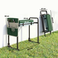 Outsunny almofada e assento para joelhos de jardim, capacidade de 150 kg, banquinho de jardim com área de joelho espessamente acolchoada, pernas de aço extensíveis(m-3)