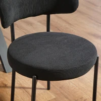 HOMCOM Conjunto de 4 Cadeiras de Sala de Jantar com Encosto em Tecido Pernas em Aço 51x51x76 cm Preto(m-6)