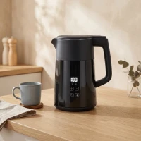 HOMCOM Electric Kettle, 1.7L Fast Boil 3kW Water Kettle with UK Strix Thermostat, LED Display, Keep Warm Function, Black(m-9)