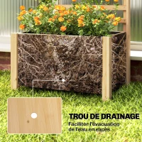 Outsunny Jardinière avec treillis, bac à fleurs avec brise-vue, trou de drainage et doublure intérieure, 60 x 39 x 120 cm, bois naturel(m-6)