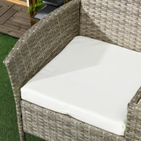 Outsunny Banco de Jardim em Resina Trançada 2 Lugares com Mesa e Almofadas 135x64x81 cm para Varanda e Terraço Preto(m-5)