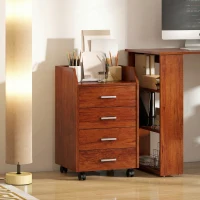 Vinsetto Bloco de Gavetas de Escritório com Rodas 4 Gavetas Organizador Móvel 40x36x65 cm Castanho(m-7)