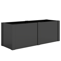 Outsunny Canteiro Elevado em Aço Galvanizado 150x53x55 cm Caixa de Plantio Exterior com Divisor Preto