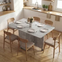 HOMCOM Mesa de Jantar Dobrável com Rodas 2 Gavetas 2 Portas e Armário em Madeira 140x76x74 cm Cinza Cimento(m-2)