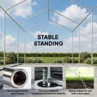 Outsunny 3 x 6 m Heavy Duty Carport, Portable Garage Car Canopy Tent with Galvanised Frame, Doors, Windows, Dark Grey(m-7)