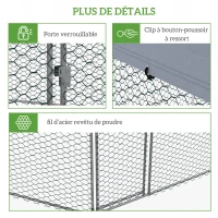 PawHut Enclos poulailler extérieur 10 m² parc grillagé 400 x 346 x 263 cm - espace couvert - 10-15 poules(m-7)