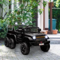 AIYAPLAY Voiture électrique enfant buggy électrique enfant 2 moteurs 12 V 3 vitesses remorque arrière 122L x 62,5l x 65H cm noir(m-10)