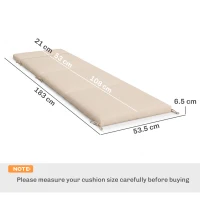 Outsunny Set de 2 perne pentru șezlong, pernă de soare cu 6 prinderi, rezistență UV, 183x53,5x6,5cm, crem(m-3)