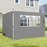 Outsunny Paredes laterais para tenda 3 x 3 m painéis para pavilhão com janela lote de 2 tecido Oxford cinza claro(m-6)