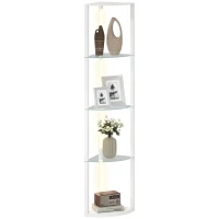 HOMCOM LED Floor Lamp with Shelves, Dimmable Standing Lamp with Foot Switch for Living Room, Bedroom, White(m-11)
