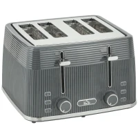 HOMCOM 4 Slice Toaster with 7 Browning Levels, Bread Toaster with Removable Crumb Tray and Warming Racks, Grey(m-1)