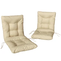Outsunny Conjunto de 2 Almofadas para Cadeiras de Exterior com Fitas de Fixação, em Poliéster e Algodão, 120x50x8 cm, Bege(m-1)