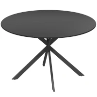 HOMCOM Mesa de jantar redonda para 4 pessoas, mesa de cozinha estilo industrial com pernas de aço, para sala de jantar, cozinha, Preto(m-1)