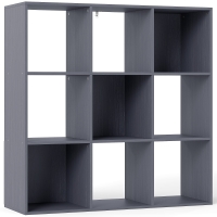 HOMCOM Estante de Arrumação de 3 Níveis com 9 Compartimentos para Sala Escritório Quarto 91x29,5x91 cm Cinza