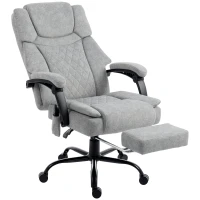 HOMCOM Cadeira de escritório de encosto alto com massagem por vibração, função de aquecimento, encosto ajustável, apoio para os pés, controle remoto, cinza(m-1)
