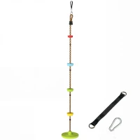 AIYAPLAY Corda de escalada Balanço 1,9 m, Balanço com disco para crianças com plataforma, cinta e mosquetão, Verde(m-8)