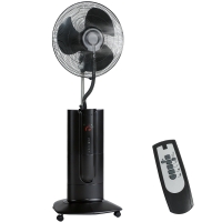 HOMCOM Ventilador de Pie 3 en 1 Oscilante con Nebulizador de Agua, Control Remoto y Temporizador 9h, 45x38x130 cm, Negro