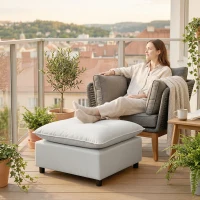 HOMCOM Apoio para os pés quadrado para sala, otomano com pés em plástico, puff para quarto/entrada, 75x75x40 cm, cinza(m-5)