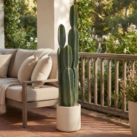 HOMCOM Planta Artificial Cacto Grande 111 cm em Vaso para Escritório Sala de Estar(m-4)