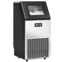 HOMCOM Máquina de Cubos de Gelo Comercial 45 kg/24 h com Reservatório de 11 kg Ecrã LCD para Restaurante(m-5)