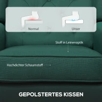 HOMCOM Poltrona de orelhas elegante, espessamente acolchoada, capa removível, 74 x 86 x 102 cm, Verde escuro(m-5)