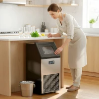 HOMCOM Máquina de Cubos de Gelo Comercial 45 kg/24 h com Reservatório de 11 kg Ecrã LCD para Restaurante(m-4)